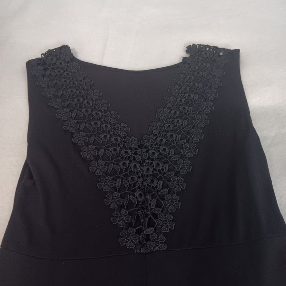 Lascana Sleeveless Blavk Jersey Midi Dress Lace V-neck Back Detail US Sz 4 - Picture 9 of 14